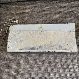 Elegant Silver and White Sandra Ozolinsh Clutch.‎